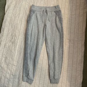 Lululemon grey sweatpants with Sherpa detail on side